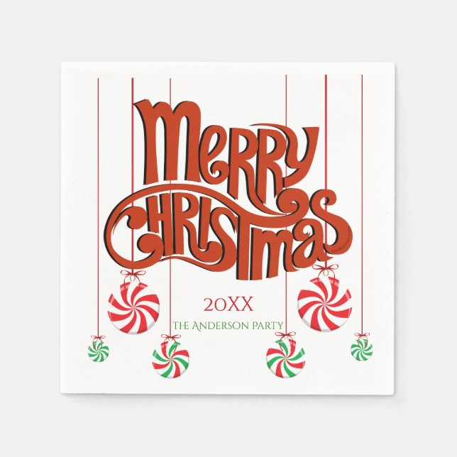 Servilleta De Papel Caligrafía navideña Red Merry (Anverso)