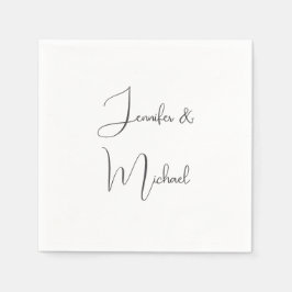 Servilleta De Papel Caligrafía Nombres Elegantes Plata Blanco Gris Sim