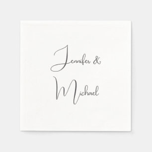 Servilleta De Papel Caligrafía Nombres Elegantes Plata Blanco Gris Sim