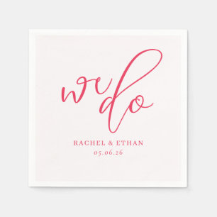 Servilleta De Papel Caligrafía Rosa Coral Elegante