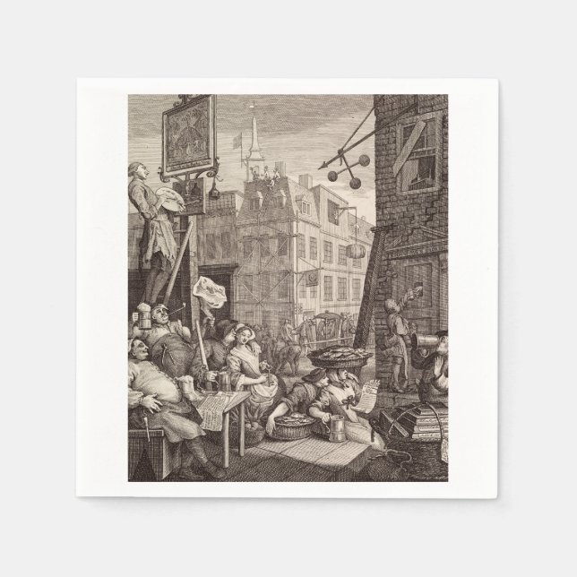 Servilleta De Papel Calle de la Cerveza de William Hogarth (Anverso)
