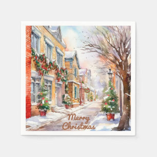 Servilleta De Papel Calle de Navidades Vintage Watercolor