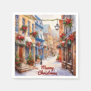 Servilleta De Papel Calle de Navidades Vintage Watercolor