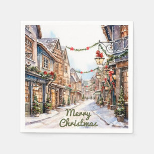Servilleta De Papel Calle de Navidades Vintage Watercolor