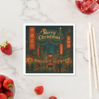 Servilleta De Papel Calles maravillosas de Navidad en Hong Kong