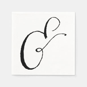 Servilleta De Papel Calligrafía Ampersand Napkin, negro y blanco