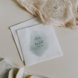 Servilleta De Papel Calligrafía Bodas verdes y blancos