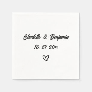 Servilleta De Papel Calligrafía cardíaca simple Boda Napkins