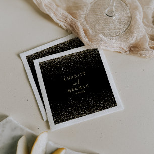 Servilleta De Papel Calligrafía de confetti de oro Script Bodas Napkin