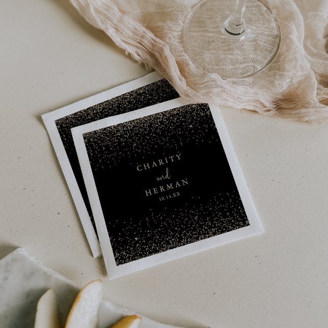 Servilleta De Papel Calligrafía de confetti de oro Script Bodas Napkin (Subido por el creador)