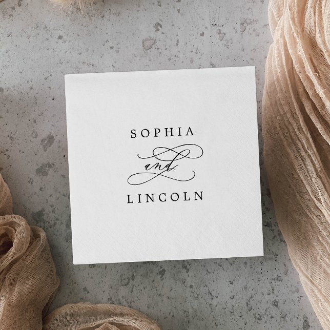 Servilleta De Papel Calligrafía romántica | Boda floreciente Napkin (Subido por el creador)