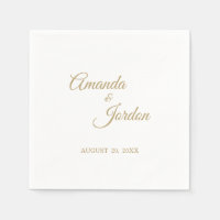 Calligrafía simple de oro Cocktail Napkin