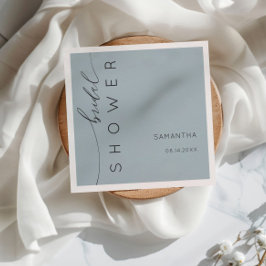 Servilleta De Papel Calligrafía simple ducha de novia azul turbia