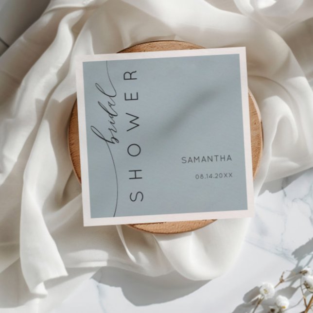 Servilleta De Papel Calligrafía simple ducha de novia azul turbia (Subido por el creador)