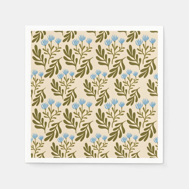 Servilleta De Papel  Calm and Natural: Blue Flower Seamless Pattern (Anverso)