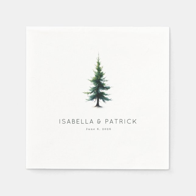 Servilleta De Papel Calm Green Minimalist Evergreen Tree (Anverso)
