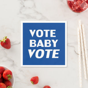 Servilleta De Papel Calzado blanco de papel azul "vote bebé"