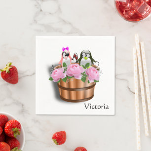 Servilleta De Papel Calzones de papel, vinos pingüinos de rosas floral