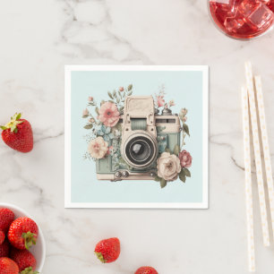 Servilleta De Papel Cámara con Flores Retro Pastel