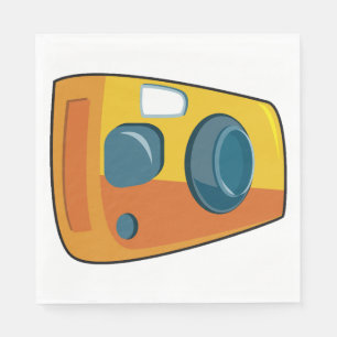 Servilleta De Papel Cámara fotográfica retro amarilla de apuntar y dis