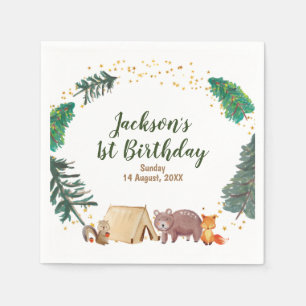 Servilleta De Papel Camarera acuarela 1er cumpleaños Papel Napkins