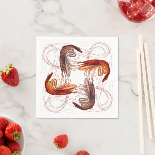 Servilleta De Papel Camarón Langostinos Papel de antena larga Napkin