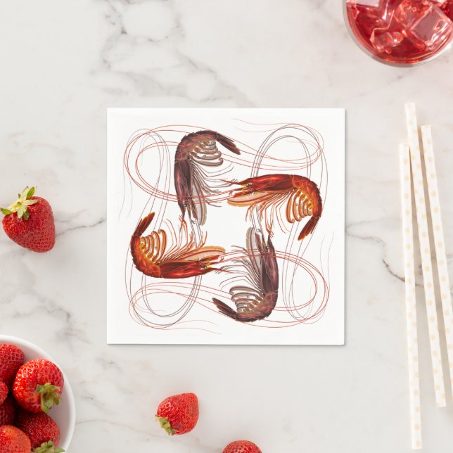 Servilleta De Papel Camarón Langostinos Papel de antena larga Napkin (In situ)