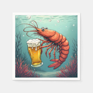 Servilleta De Papel Camarón sosteniendo un vaso de cerveza