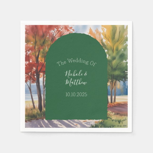 Servilleta De Papel Cambio de otoño del Boda de hojas (Anverso)