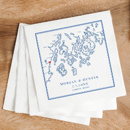 Servilleta De Papel Camden Maine Map Navy Elegant Wedding