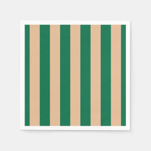 Servilleta De Papel Camel beige y raya verde clásica