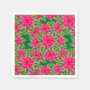 Servilleta De Papel Camelias de Fuschia y hojas rosadas del verde