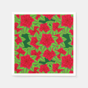 Servilleta De Papel Camelias Rojo Oscuro y Hojas Verdes