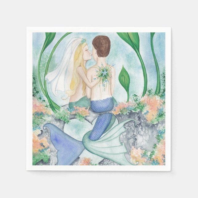 Servilleta De Papel Camille Grimshaw I Do Mermaid Boda Napkins (Anverso)