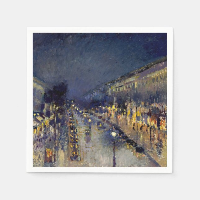 Servilleta De Papel Camille Pissarro - Boulevard Montmartre de noche (Anverso)