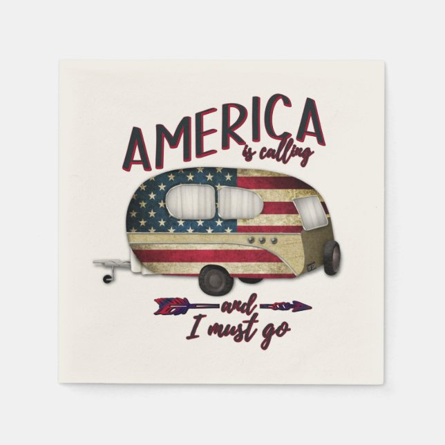 Servilleta De Papel Caminar América está llamando y debo irme (Anverso)
