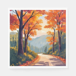 Servilleta De Papel Camino de Otoño Hojas de Follaje de Otoño en Acu