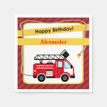 Camión de bomberos bomberos Napkins feliz cumpleañ