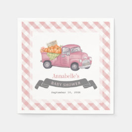 Servilleta De Papel Camión de calabaza rosa Chica de Gingham Baby Show