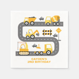 Servilleta De Papel Camión de Construcción Cumpleaños