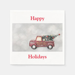 Servilleta De Papel camión de cosecha roja sobre fondo de bokek gris