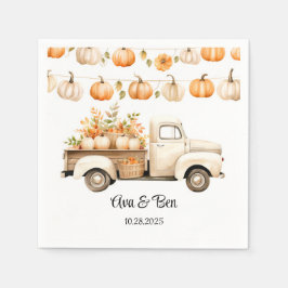 Servilleta De Papel Camión de época con Boda de calabazas