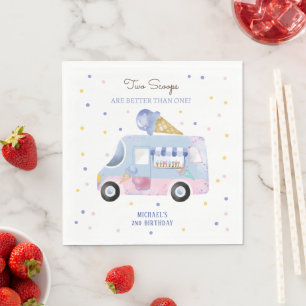 Servilleta De Papel Camión de helados 2 cucharas segundo cumpleaños