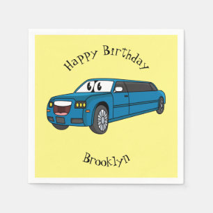 Servilleta De Papel Camión de personalizado limusina azul muy feliz