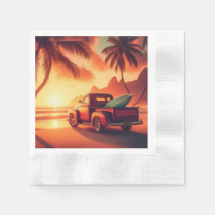Servilleta De Papel camión de surf vintage tropical/hawaiano