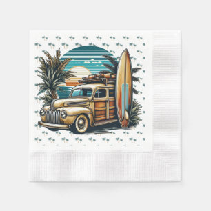 Servilleta De Papel camión de surf vintage tropical/hawaiano