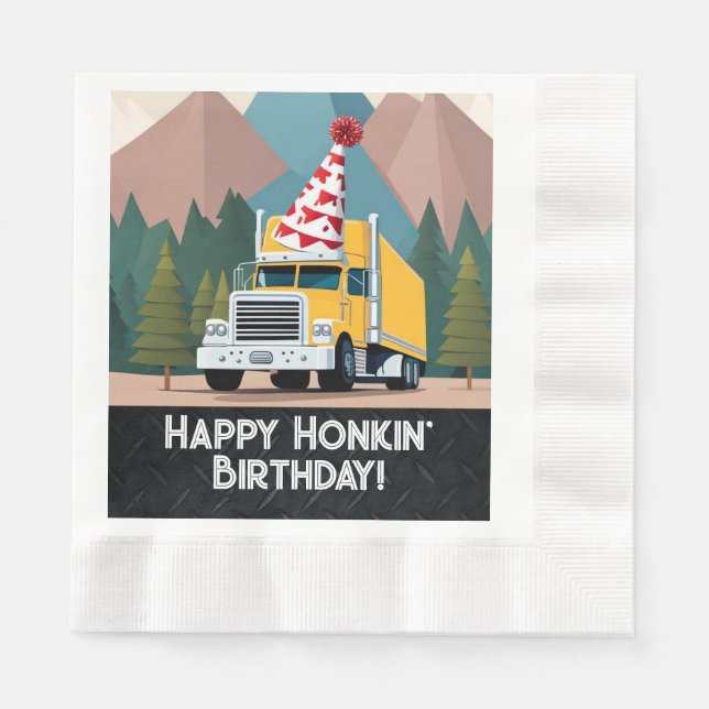Servilleta De Papel Camión Feliz Cumpleaños Fiesta Equipo divertido (Anverso)
