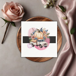 Servilleta De Papel Camión floral negro de calabaza rosada Baby Shower