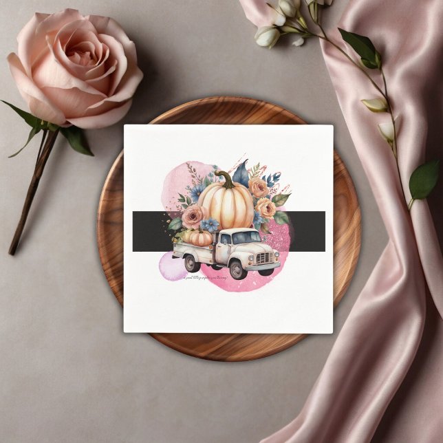 Servilleta De Papel Camión floral negro de calabaza rosada Baby Shower (Subido por el creador)