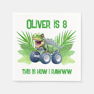 Servilleta De Papel Camión monstruo de los dinosaurios, cumpleaños per